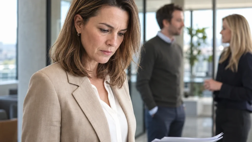 Acas Conciliation vs Workplace Mediation: Choosing the Right Route – featured image 16x9 - Echelon Dispute Resolution Manager reviewing notes privately before a difficult conversation, colleagues softly visible in the background