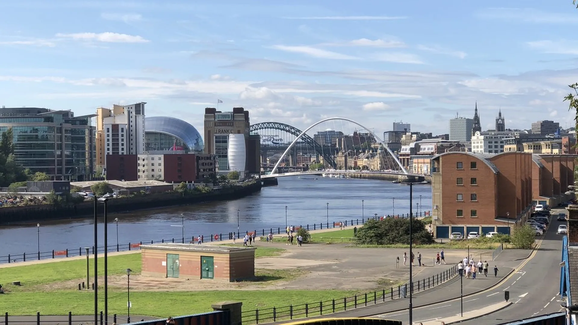 View of Newcastle upon Tyne and Gateshead in North East England